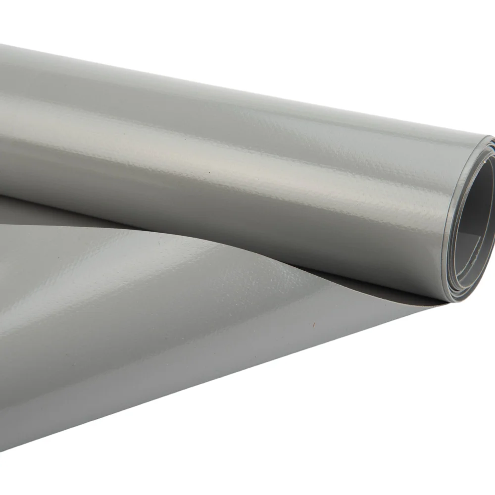 Pvc zeildoek - 650gr Stofgrijs 7037 Glans - per meter of rol