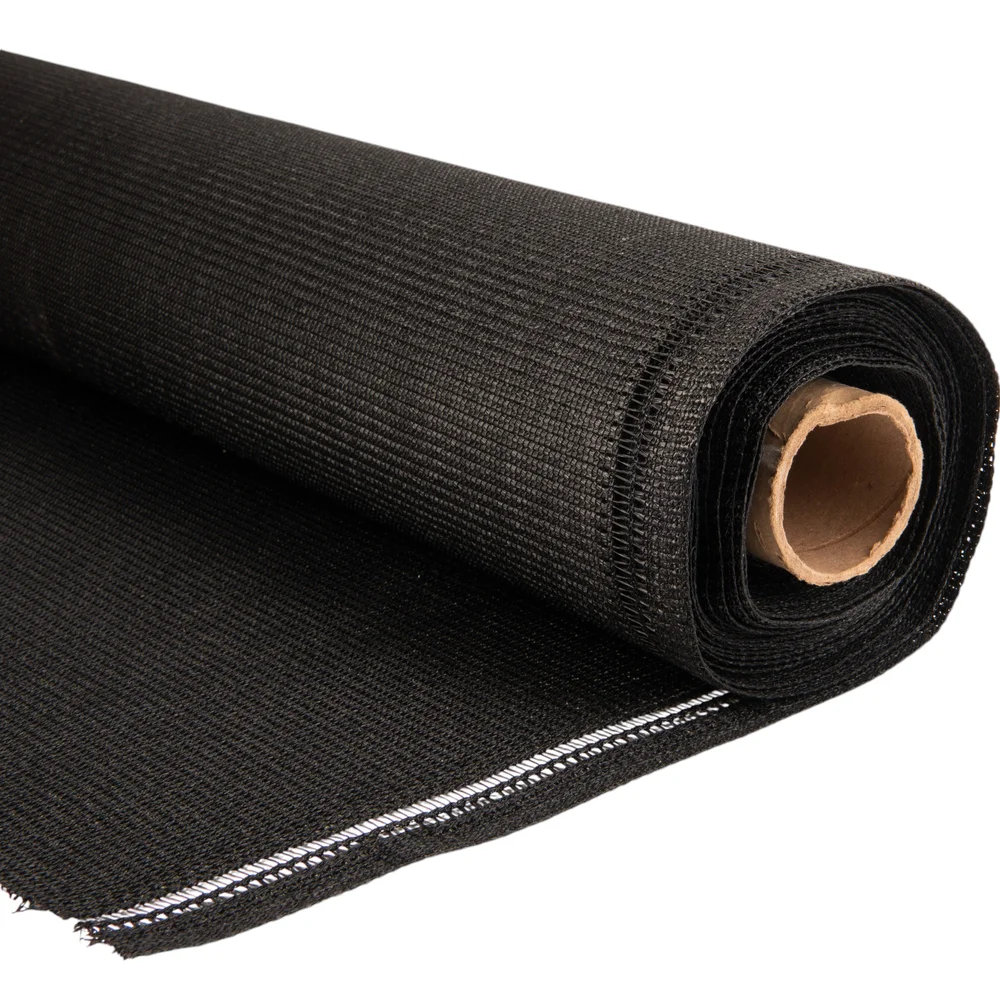 Winddoek op rol 150 cm 180g/m2 zwart fijnmazig