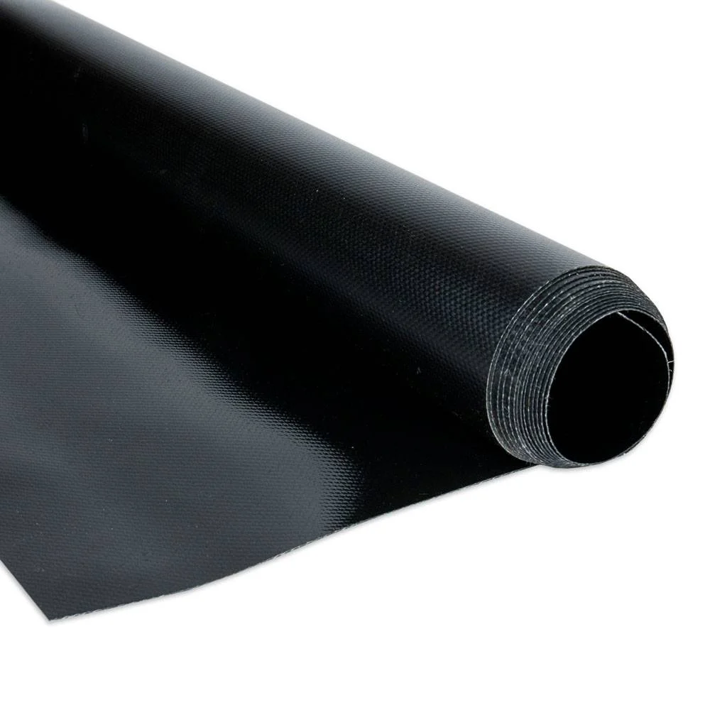 Pvc zeildoek - 650gr Zwart 9005 Glans - per meter of rol