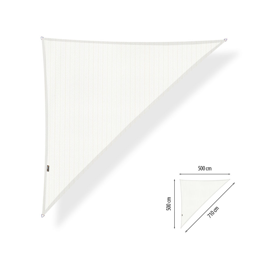 Schaduwdoek 5x5x7,1 driehoek 90 graden Artic White