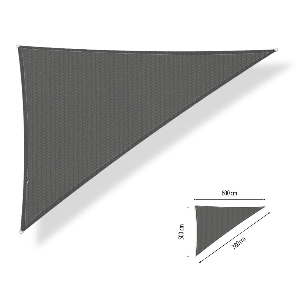 Schaduwdoek 5x6x7,8 driehoek 90 graden Cool grey