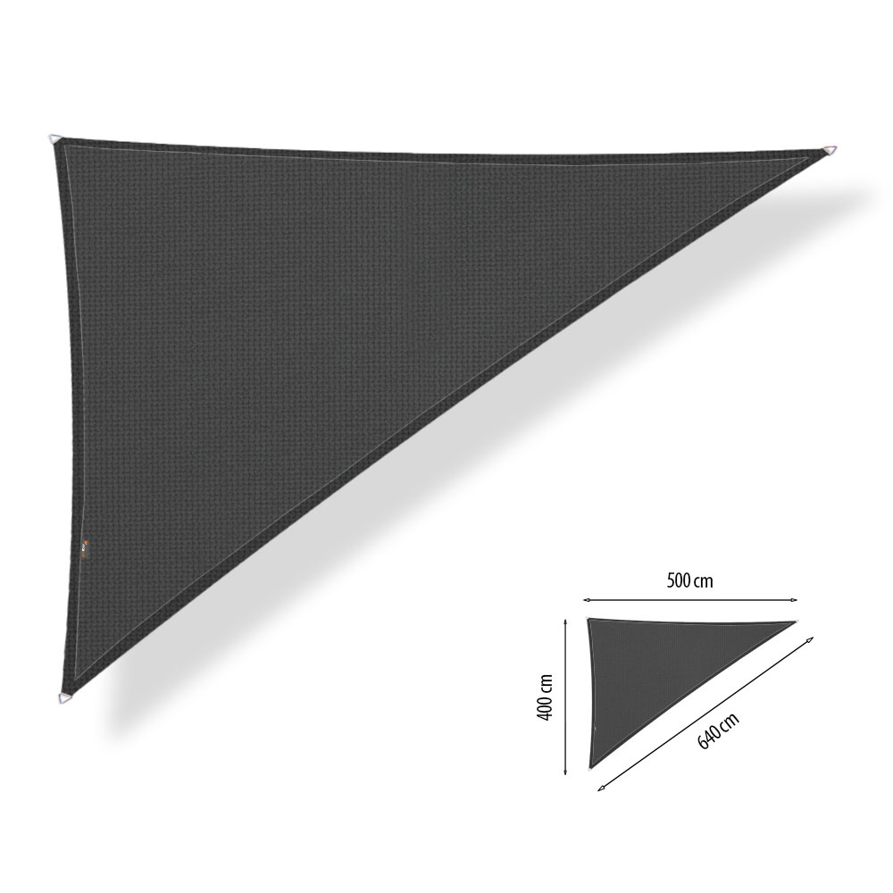 Schaduwdoek driehoek 90 graden 4x5x6,4 Carbon grey