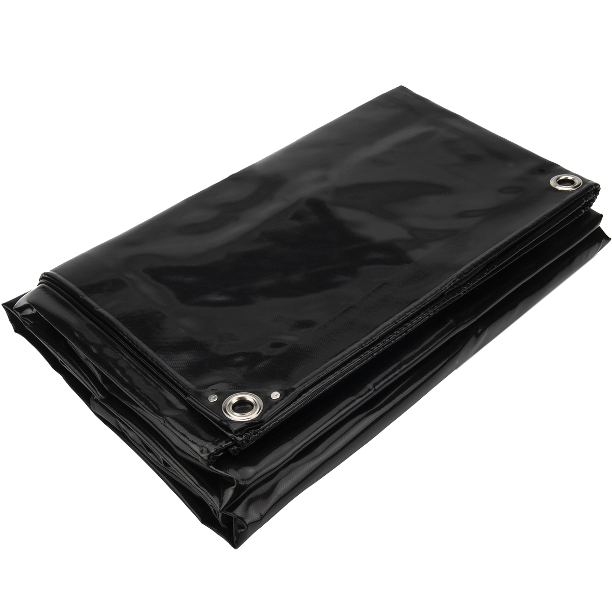 10x12 Afdekzeil PVC 650gr - Gitzwart 9005 - zeilringen iedere 50cm