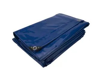 6x10 Blauw 650gr PVC afdekzeil met zeilringen