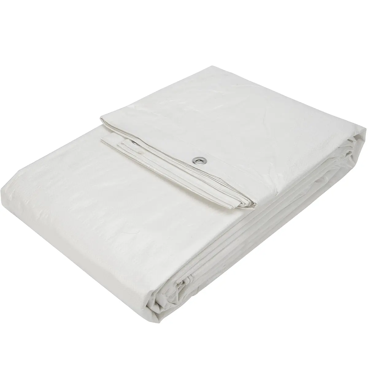 15x20 wit 150gr afdekzeil met zeilringen - bouwzeil