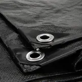 4x6 zwart 170gr afdekzeil met zeilringen - bouwzeil