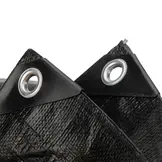 2x3 zwart 150gr afdekzeil met zeilringen - bouwzeil