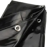 10x12 Afdekzeil PVC 650gr - Gitzwart 9005 - zeilringen iedere 50cm