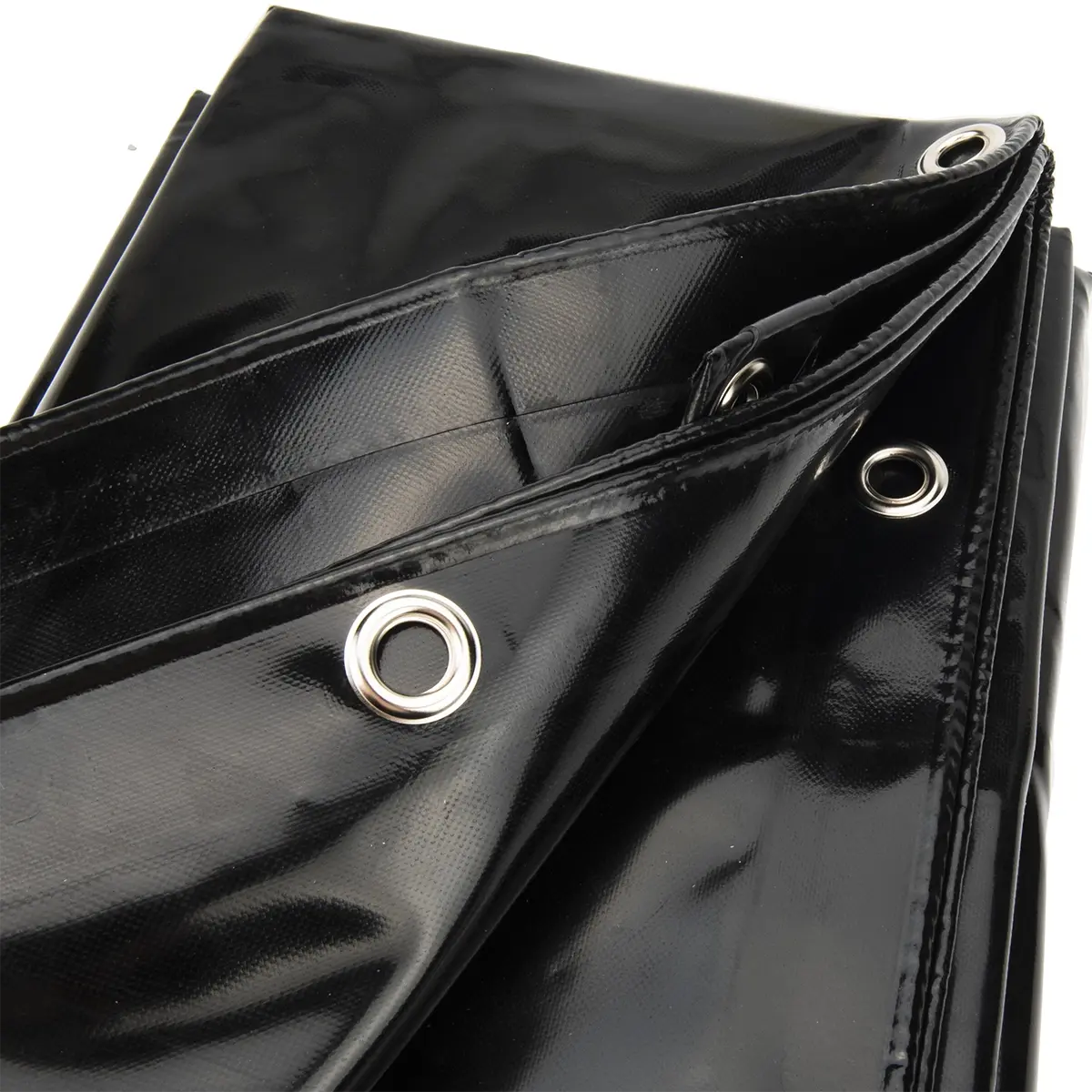 1,5x6 Afdekzeil PVC 650gr - Gitzwart 9005 - zeilringen iedere 50cm