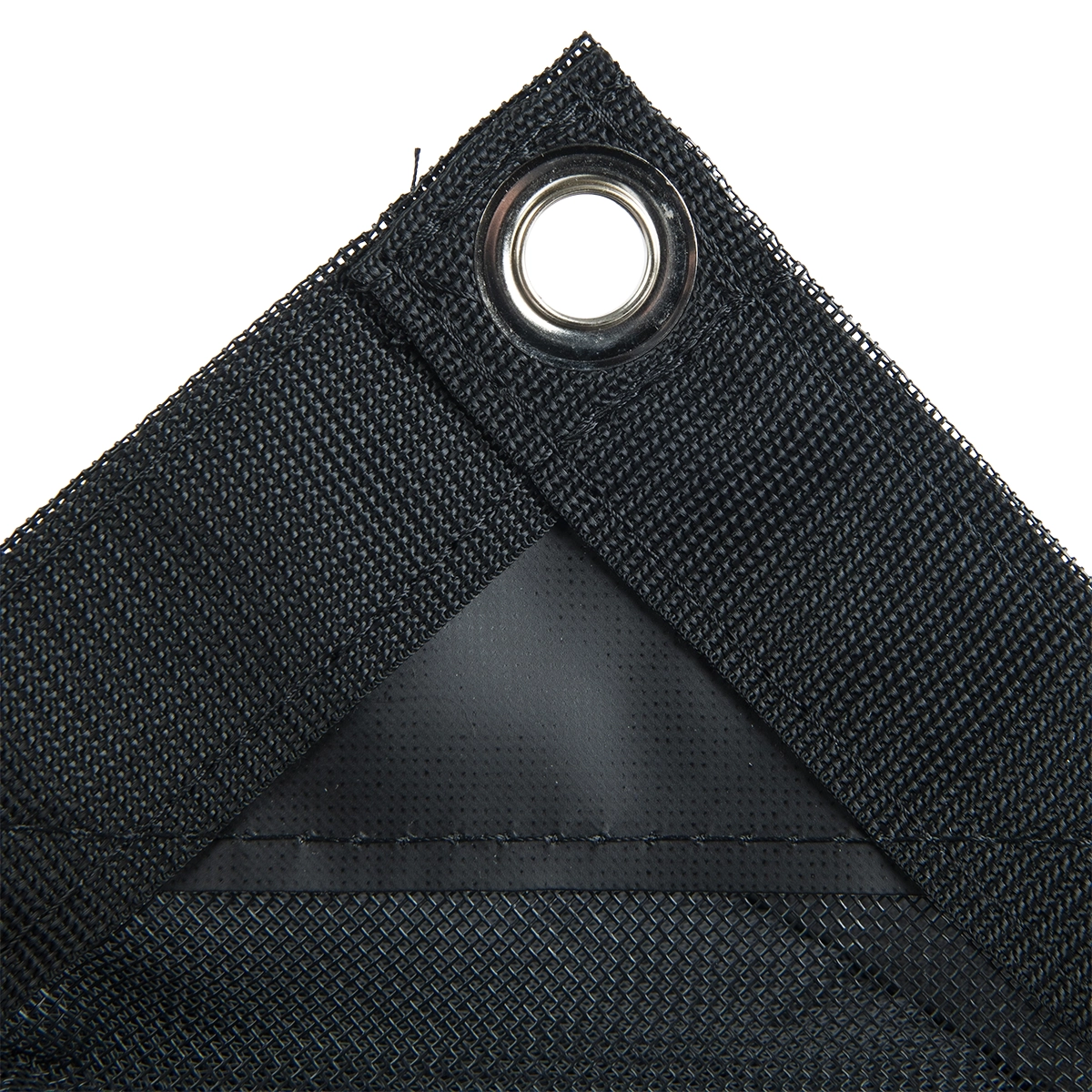 Gaasdoek PVC 220x370 cm met zeilringen zwart fijnmazig