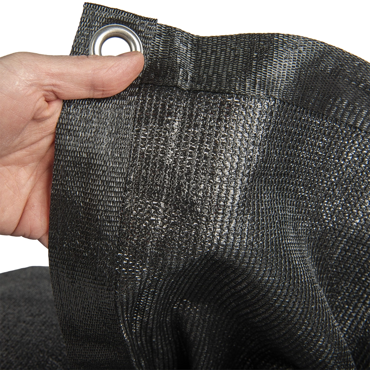 Winddoek HDPE 350x500 cm met zeilringen zwart fijnmazig