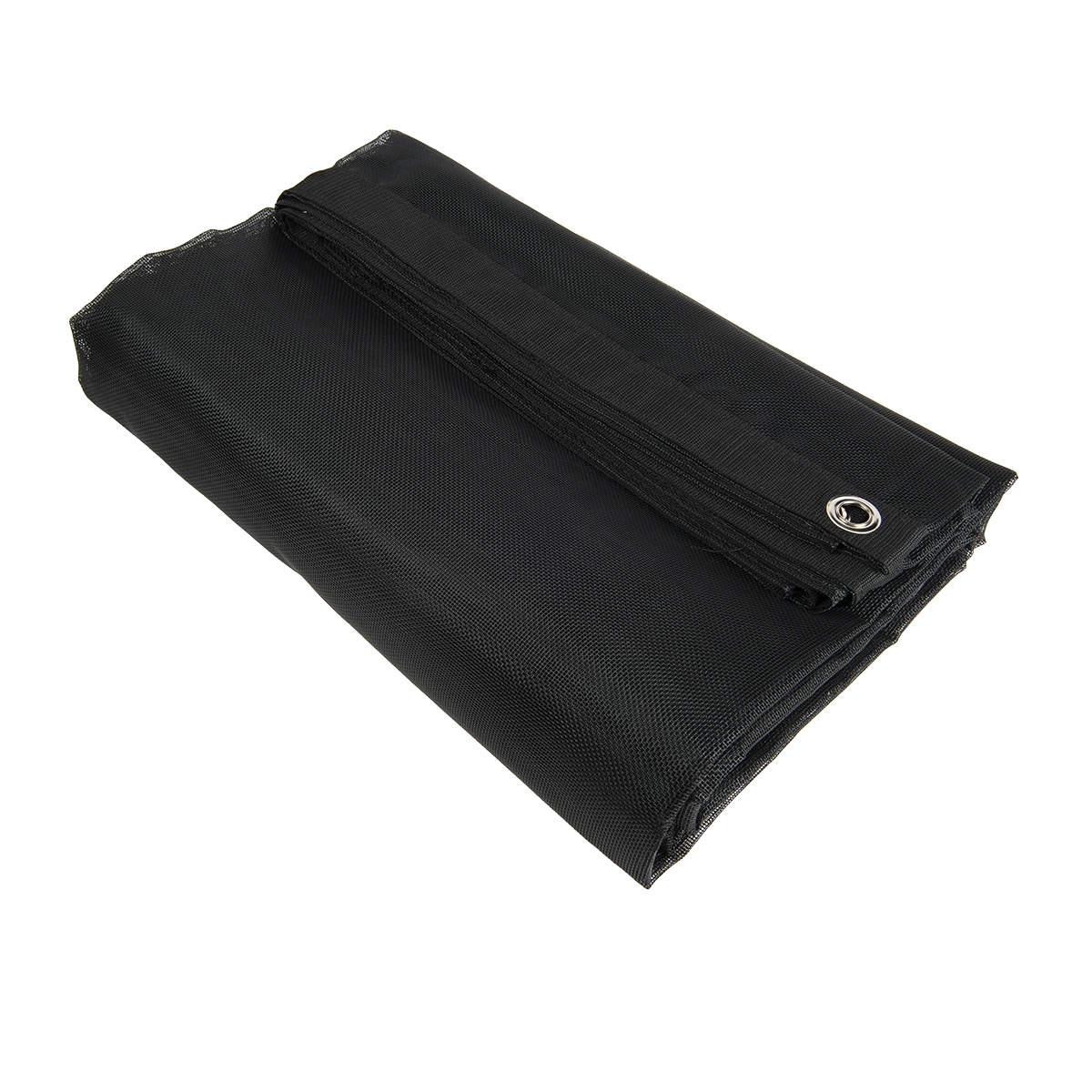 Winddoek PVC 180x350 cm met zeilringen zwart fijnmazig