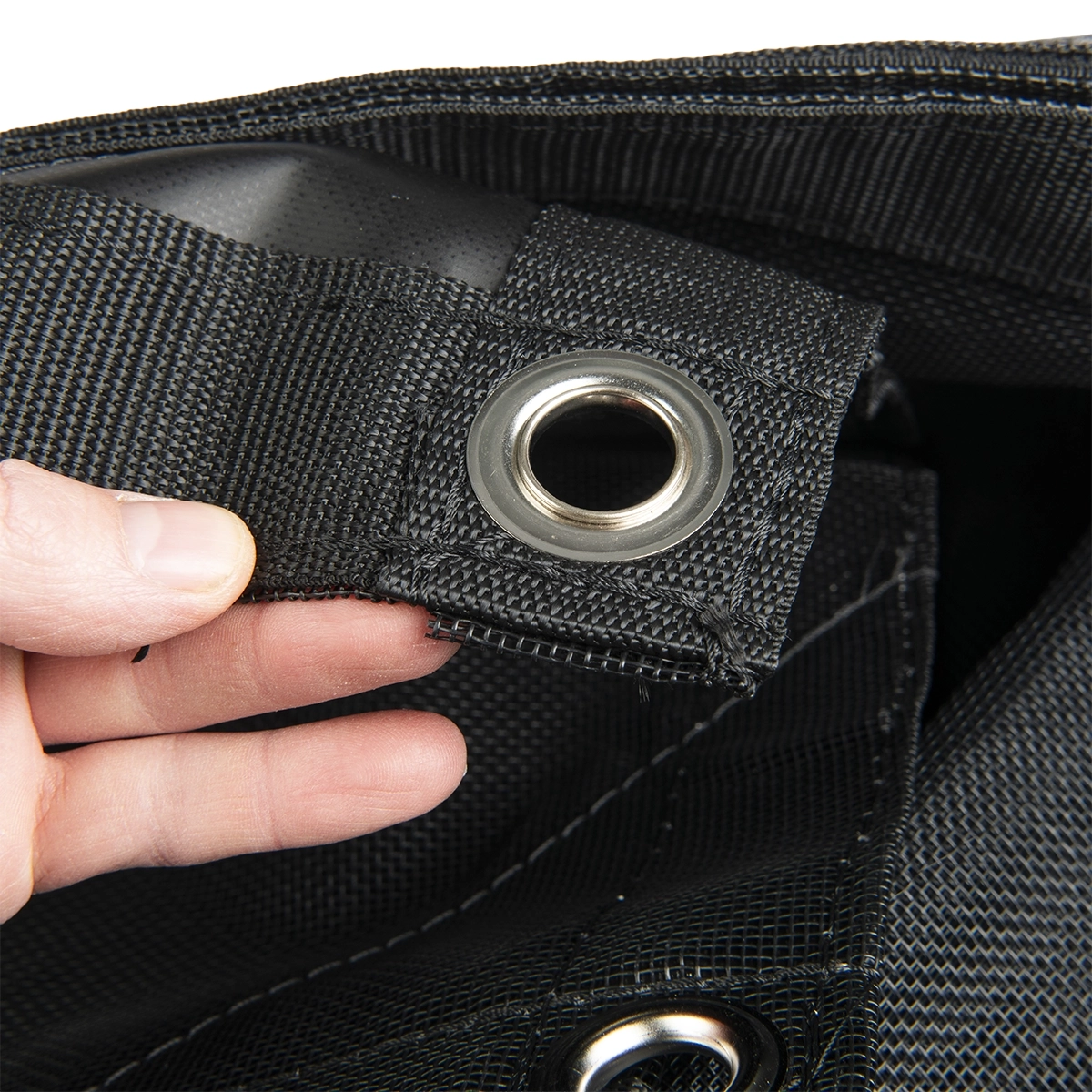 Winddoek PVC 200x350 cm met zeilringen zwart fijnmazig