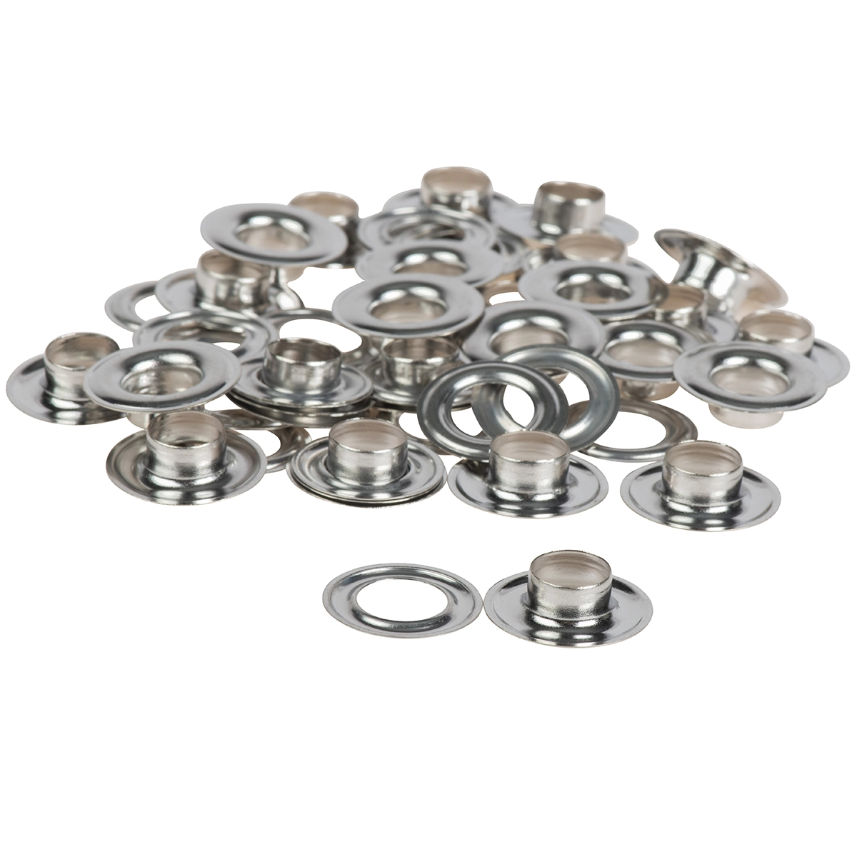 Zeilringen 10mm vernikkeld koper 50 stuks (zonder gereedschap)