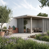 Buiten gordijn 220x137cm Cool grey  overkapping en veranda