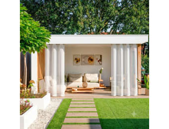 Buiten gordijn 2x 220x137cm Arctic white