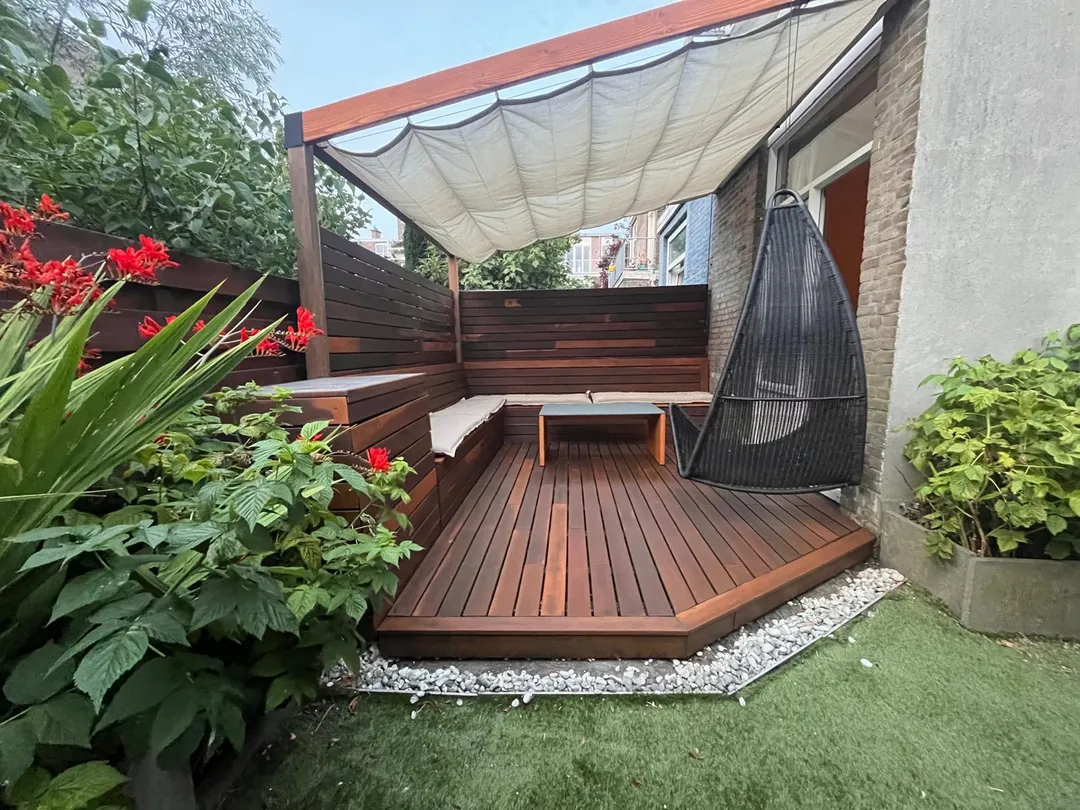 harmonicadoek tuin terras