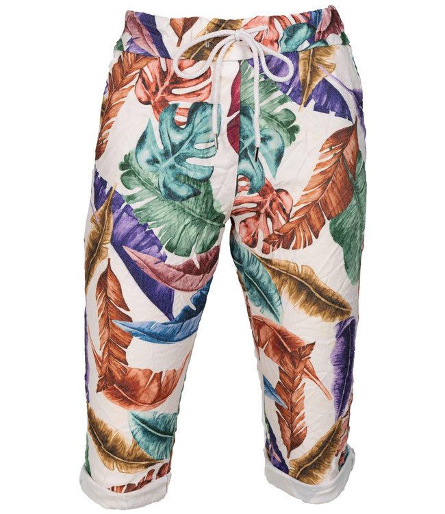 Korte broek wit/groen Veerle - Wannahavesfashion