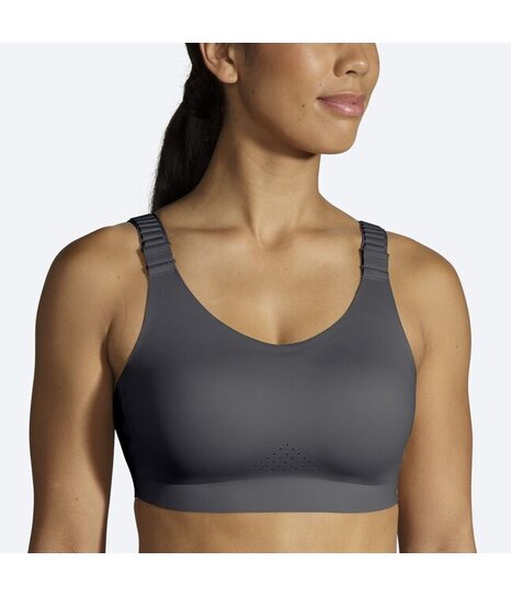 Brooks Women's Gray Uprise Crossback Medium Impact Logo Sports Bra Size M  for sale online
