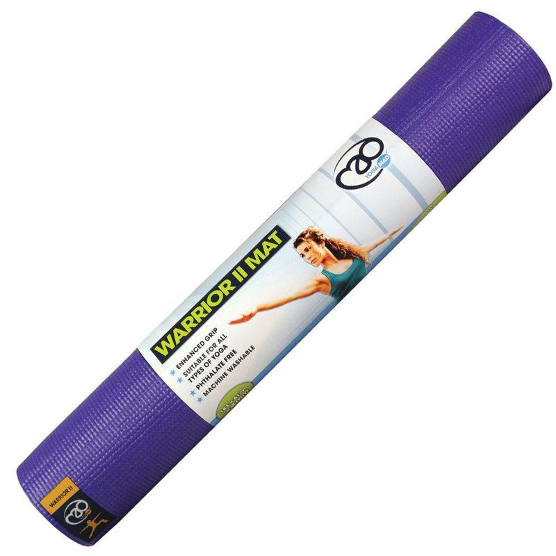 Yoga-Mad Warrior II Yoga Mat, 183cm x 61cm x 4mm, Non Slip Lightweight  Exercise Mat