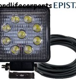 secondlifecarparts Werklamp 27 watt vierkant E-keur extra dun met 4m aansluitkabel