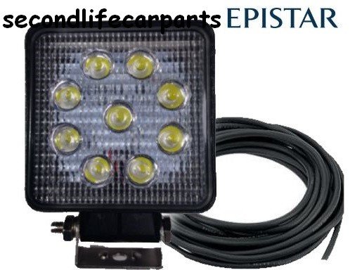 secondlifecarparts Werklamp 27 watt vierkant E-keur extra dun met 4m aansluitkabel