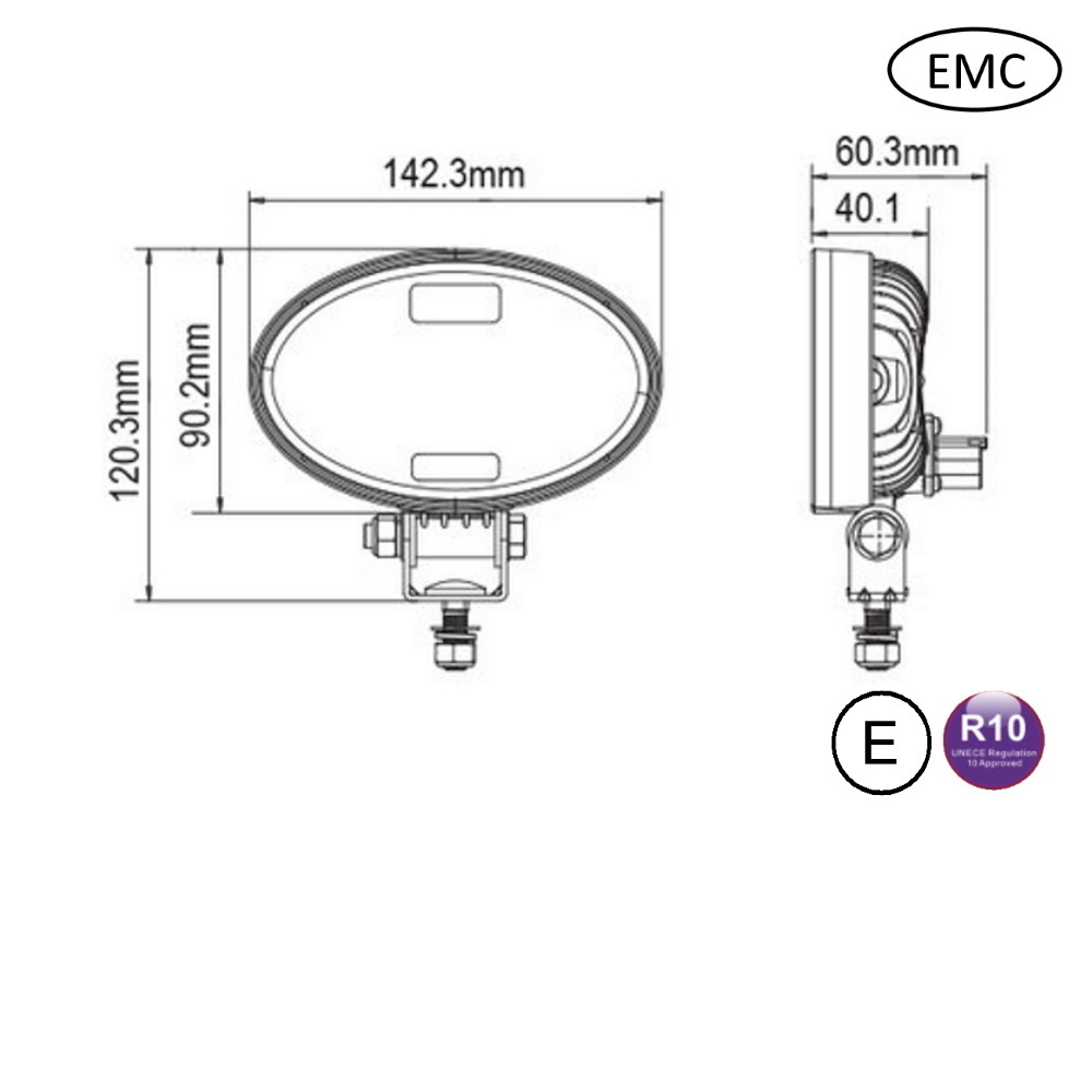 werklamp 24 watt ovaal