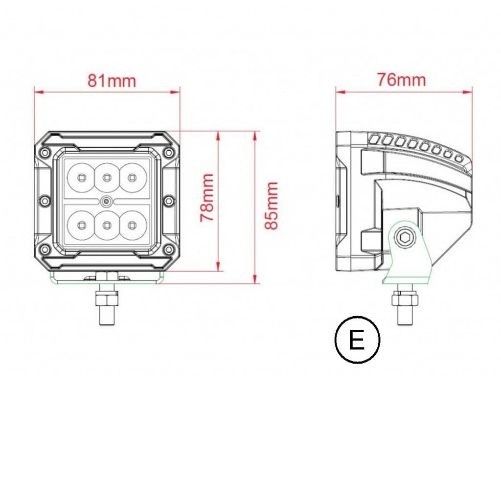 CREE breedstraler 18 watt vierkant (E-keur)