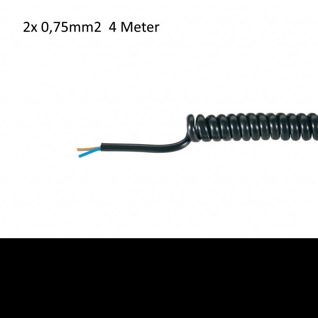 Zwart krulsnoer 2x 0,75mm2 4MTR.