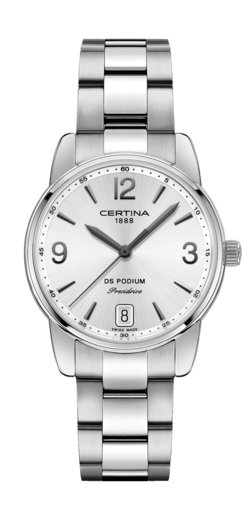 Certina Certina DS Podium Lady 33 mm edelstalen band en kast met zilveren wijzerplaat en datum