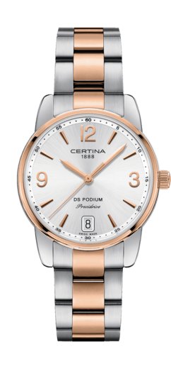 Certina  Certina DS Podium Lady 33mm edelstalen band en kast met zilverkleurige wijzerplaat en datum