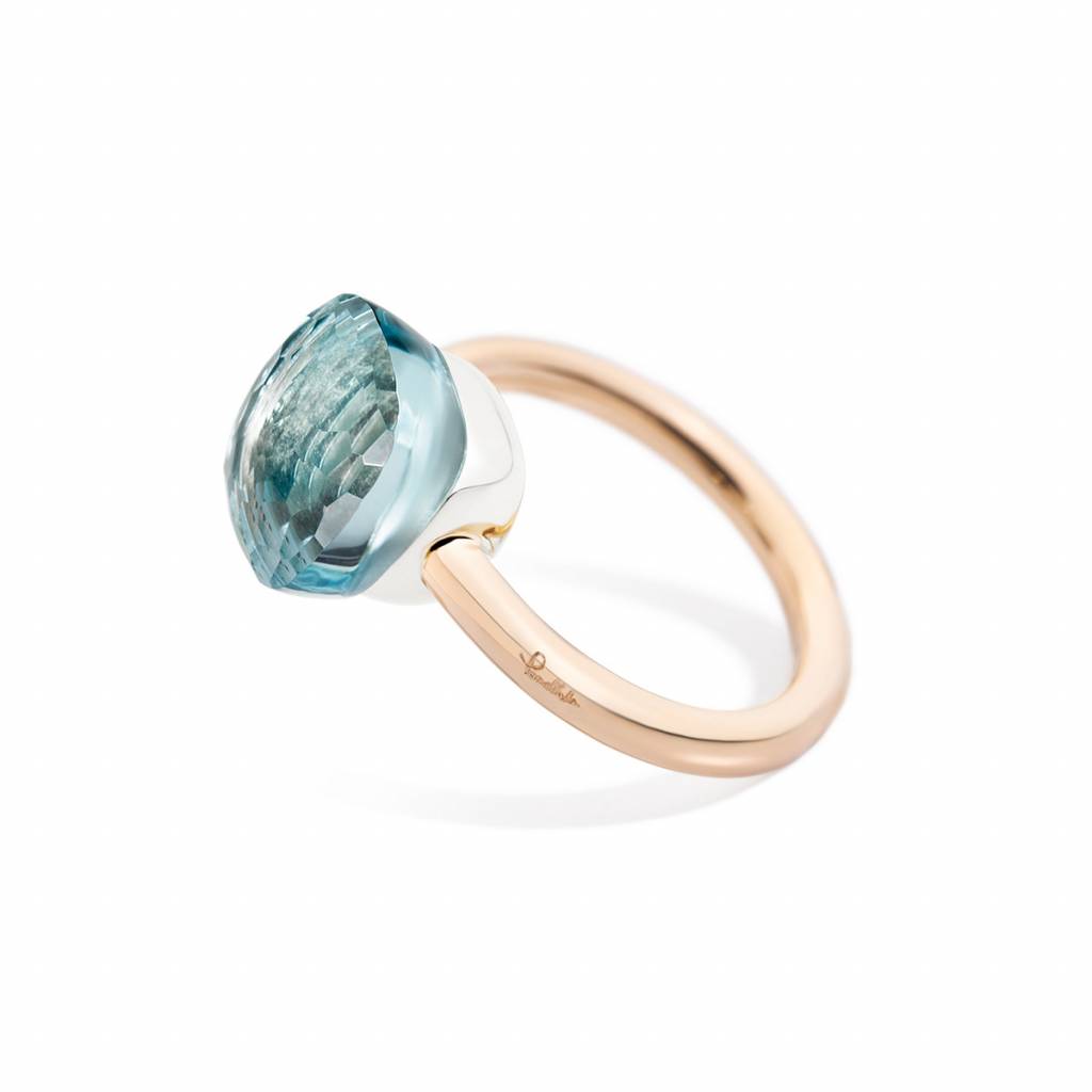 Pomellato Pomellato Nudo Classic ring in 18 krt. roségoud met sky blue topaas