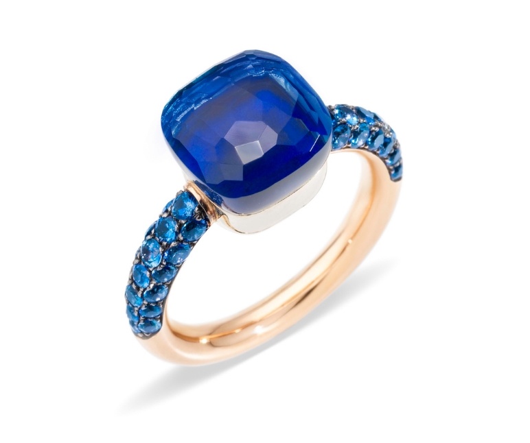 Pomellato Pomellato Nudo Classic ring in 18 krt. roségoud met London topaas en lapis