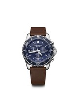 Victorinox Victorinox Maverick Chronograph Quartz Blauw, 43mm edelstalen kast met bruin leren band