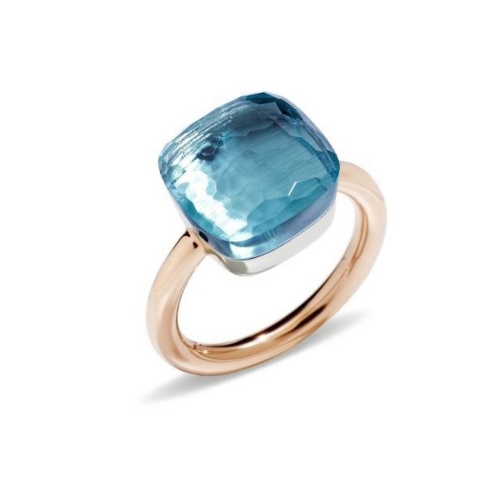 Pomellato Pomellato Nudo Maxi ring in 18 krt. roségoud met sky blue topaas