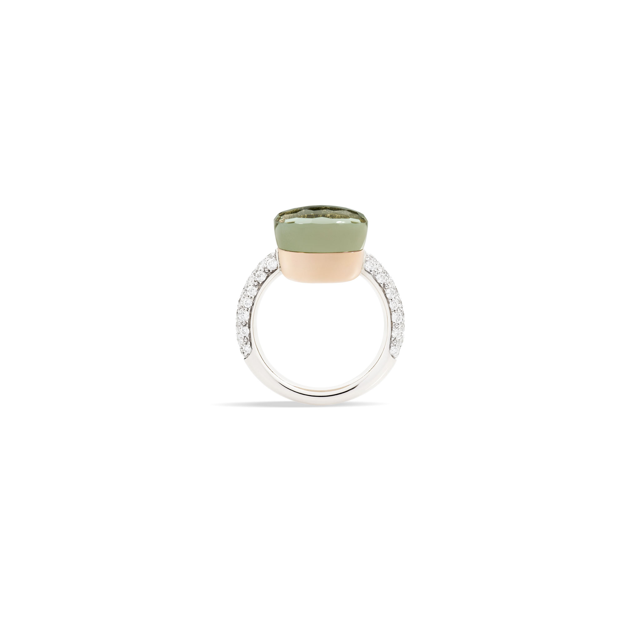 Pomellato Pomellato Nudo Maxi ring in 18 krt. witgoud met prasioliet en witte diamanten