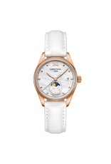 Certina Certina DS-8 Lady Moon Phase, 32,5mm rosé kleurige wijzer met wit leren band