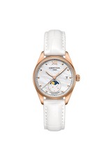 Certina Certina DS-8 Lady Moon Phase, 32,5mm rosé kleurige wijzer met wit leren band