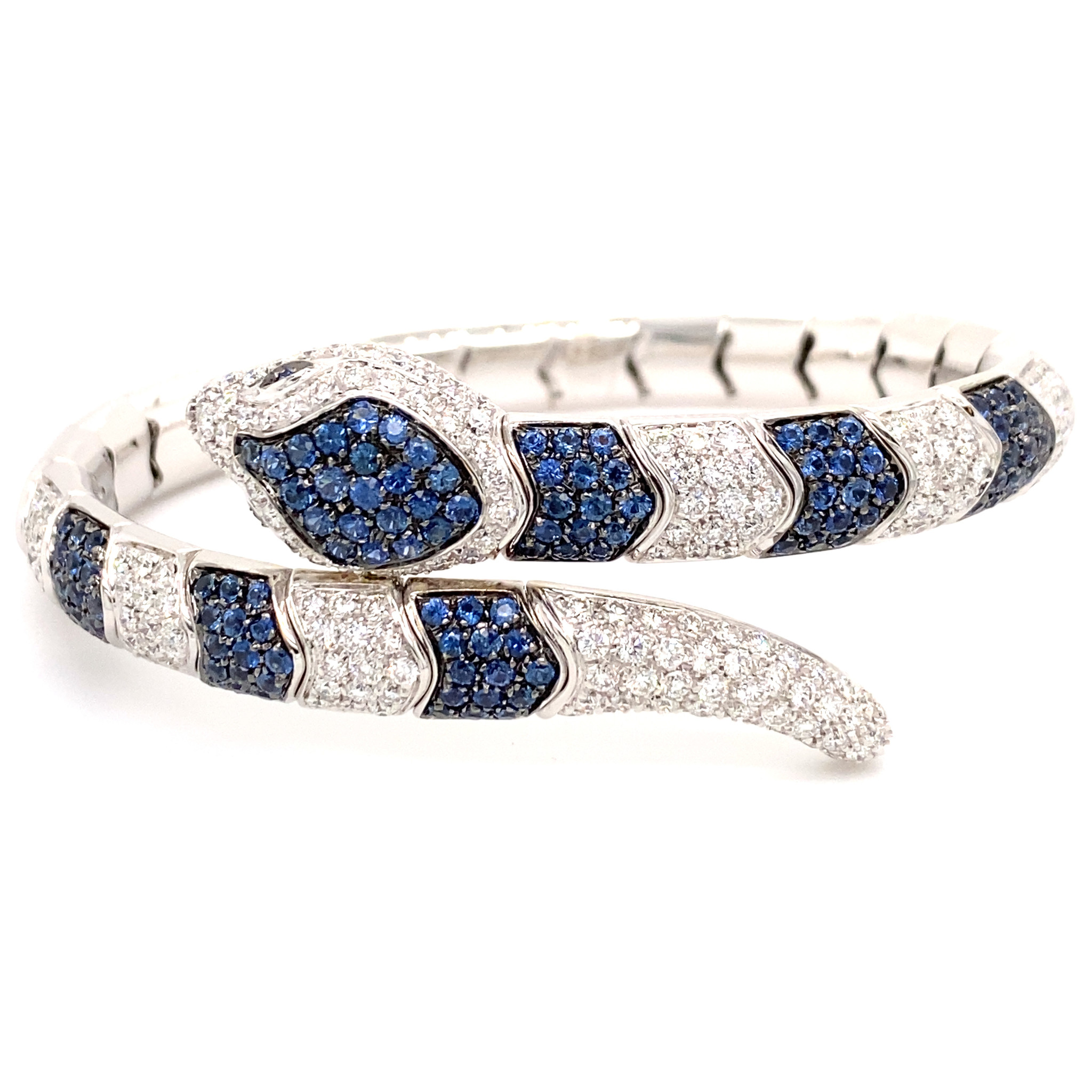 Leo Pizzo Leo Pizzo Animalia slangarmband met blauwe saffier en witte diamant