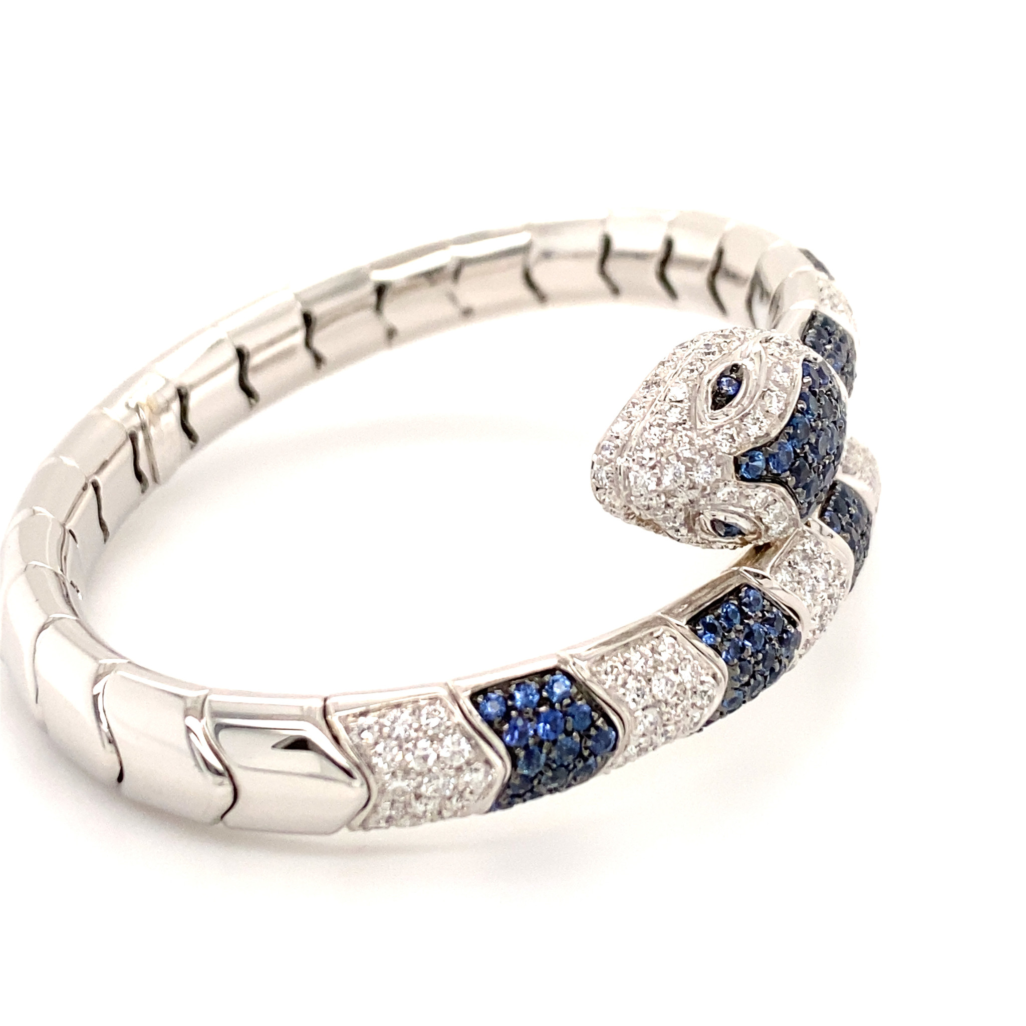 Leo Pizzo Leo Pizzo Animalia slangarmband met blauwe saffier en witte diamant