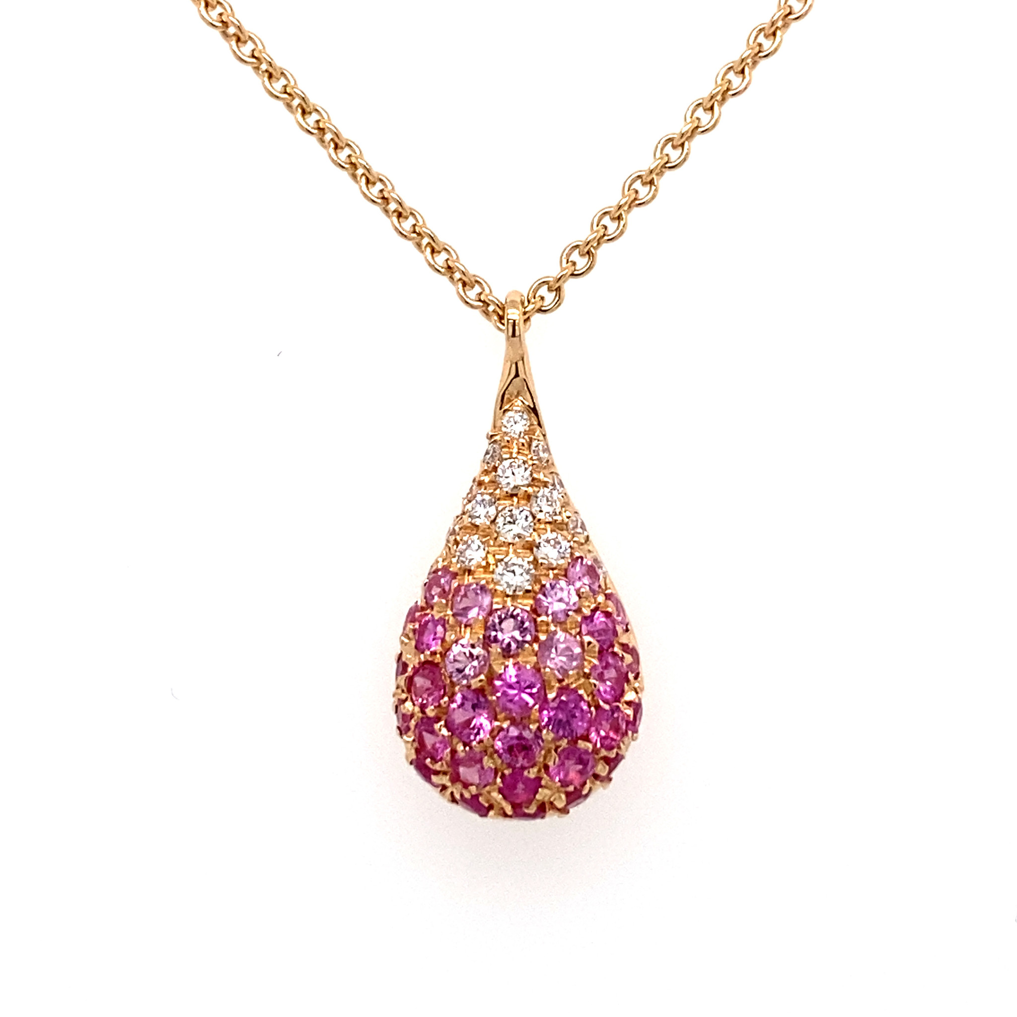 Leo Pizzo Leo Pizzo collier en druppelhanger met roze saffier en diamant