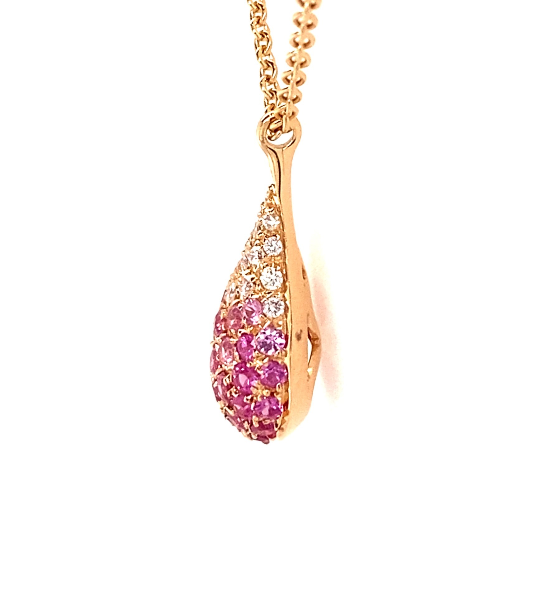 Leo Pizzo Leo Pizzo collier en druppelhanger met roze saffier en diamant