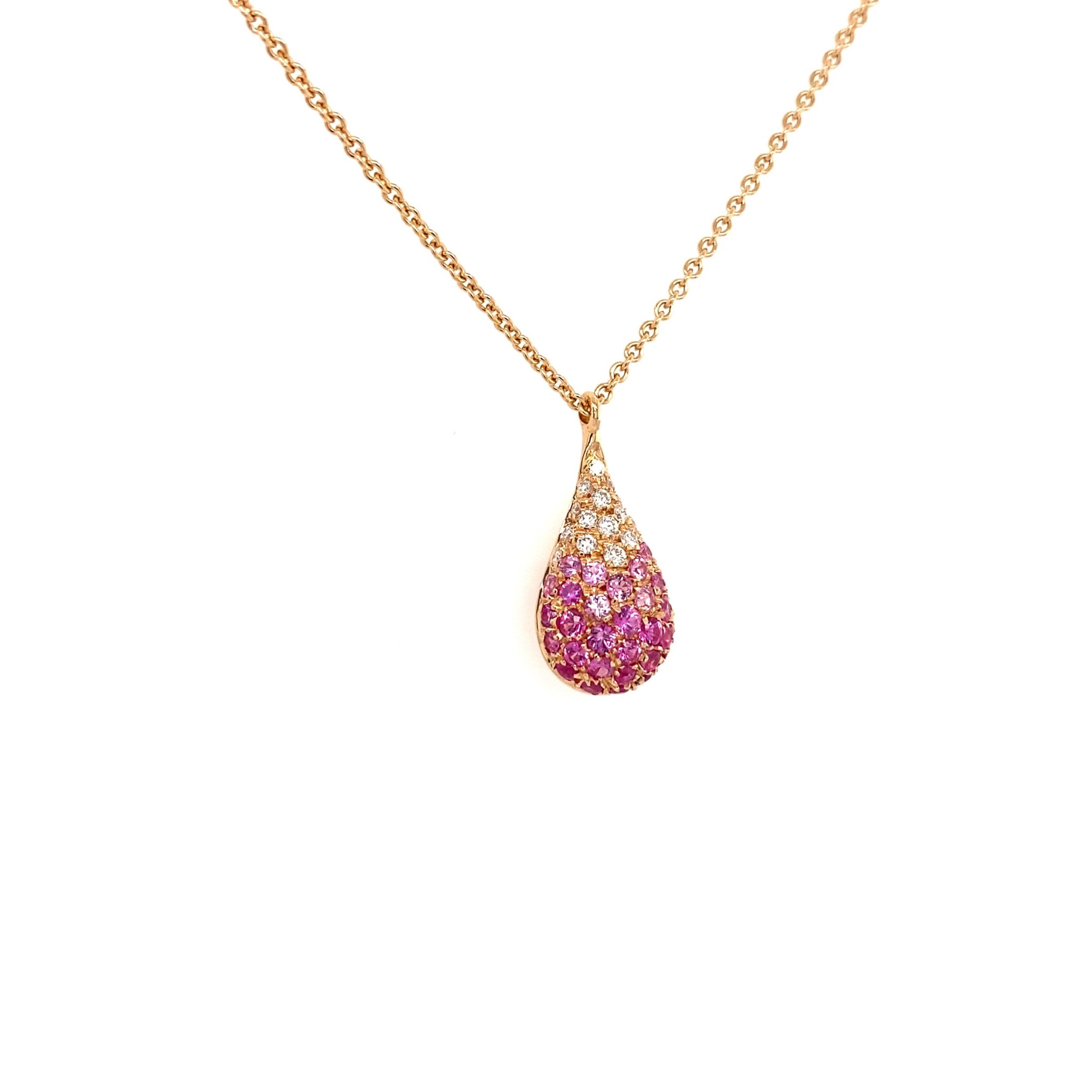 Leo Pizzo Leo Pizzo collier en druppelhanger met roze saffier en diamant