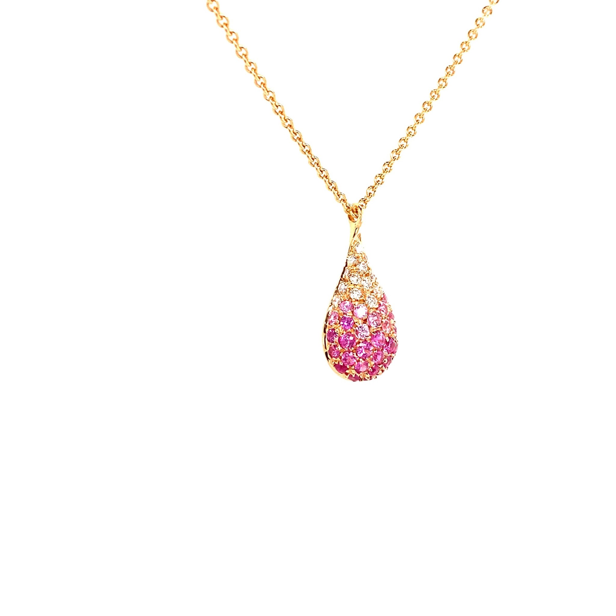 Leo Pizzo Leo Pizzo collier en druppelhanger met roze saffier en diamant