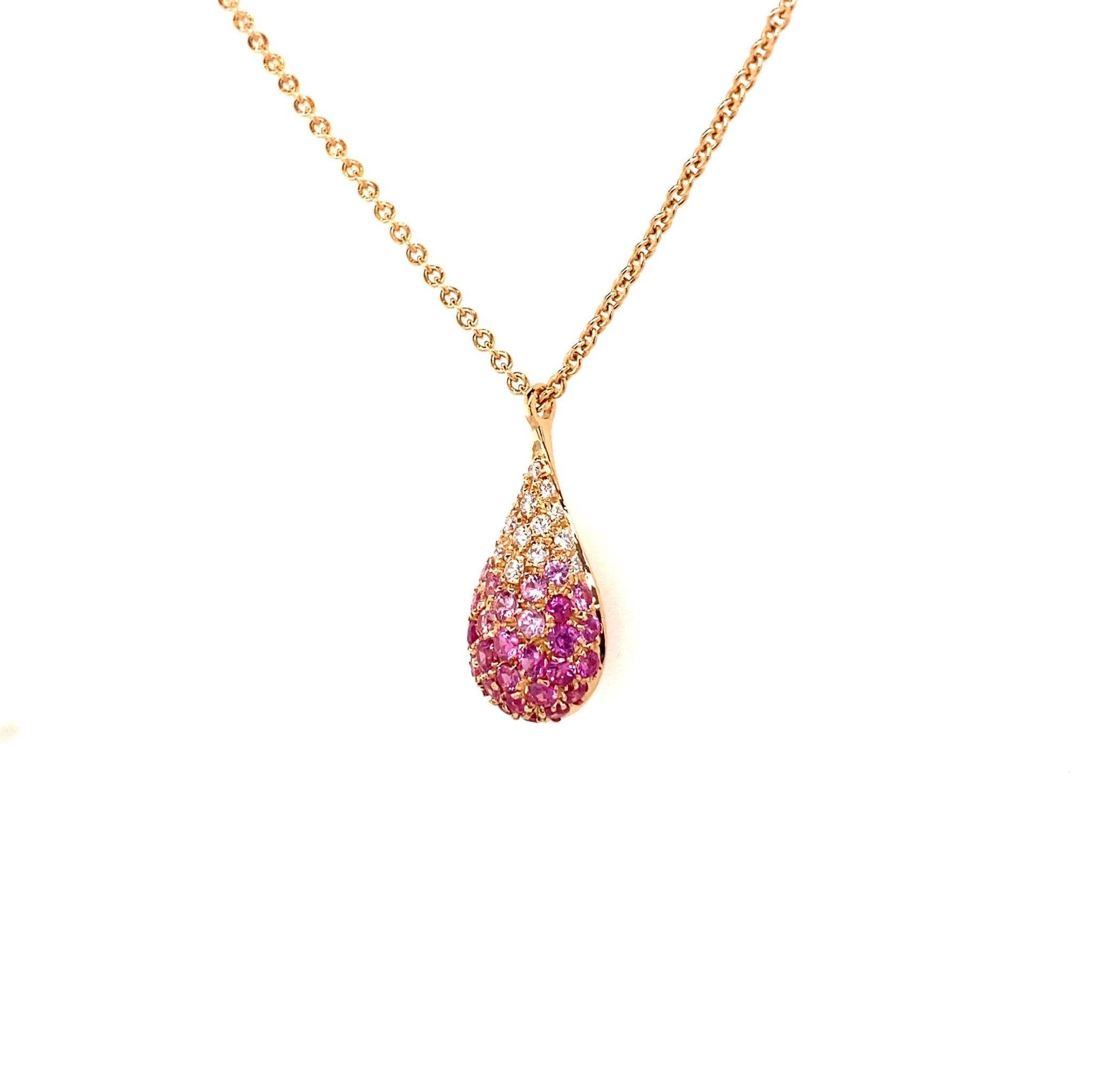 Leo Pizzo Leo Pizzo collier en druppelhanger met roze saffier en diamant