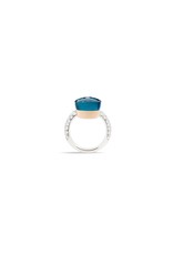 Pomellato Pomellato Nudo Maxi ring in 18 krt. witgoud met London blue topaas en witte diamanten