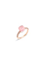 Pomellato Pomellato Nudo Petit ring in 18 krt. roségoud met rozenkwarts en cognac diamanten