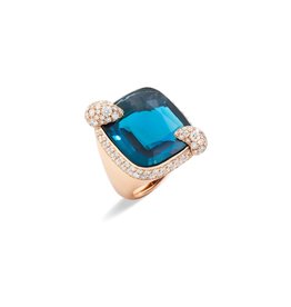 Pomellato Pomellato Ritratto ring met blauwe topaas en diamanten