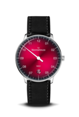 MeisterSinger MeisterSinger Neo Plus 40 mm edelstalen kast, rode wijzerplaat en datum