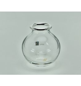 Zware kristallen vaas met zilveren rand, 135 mm hoog